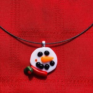 Snowman New fused glass necklace